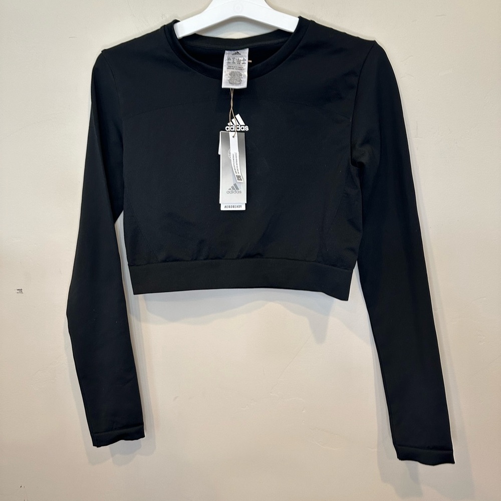 Adidas Aeroready Long Sleeve Crop Shirt Women’s Activewear Top Size Large